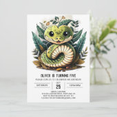 水彩編集可能スネーク子供の誕生日 招待状 (スタンド正面)