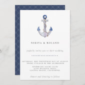 水彩縄錨ウェディング招待状 案内状 (正面/裏面)