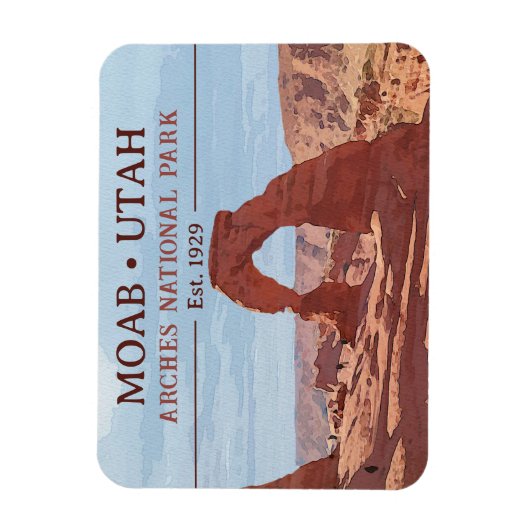 水彩繊細なアーチモアブユタ国立公園 マグネット (縦)