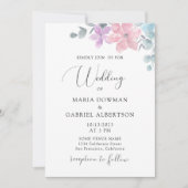 水彩繊細なパステル植物性フローラ結婚ズ 招待状 (正面)