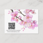 水彩繊細なピンクのフローラ春花QR エンクロージャーカード (正面)