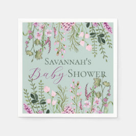 水彩繊細なワイルドフラワーフローラ赤ちゃんシャワー スタンダードカクテルナプキン