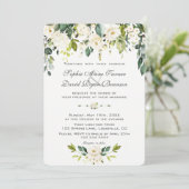 水彩繊細な白色フローラ開花結婚ズ 招待状 (スタンド正面)