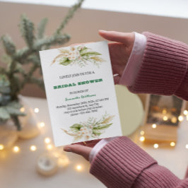 水彩繊細な緑のブライダルシャワー招待 箔招待状