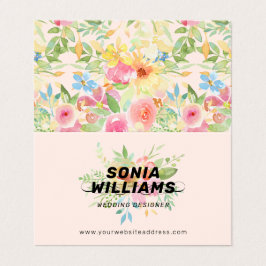 水彩繊細な花の花束 名刺
