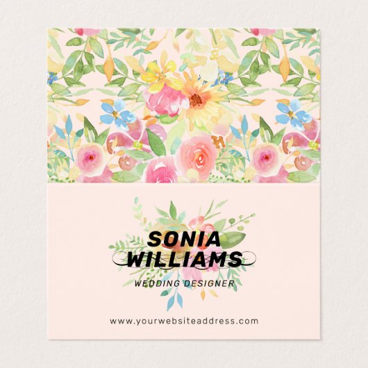 水彩繊細な花の花束 名刺 (外部フラット)
