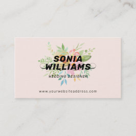 水彩繊細な花の花束 名刺