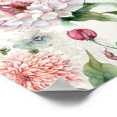 水彩繊細エレガントなアジアの花柄 ポスター (角)