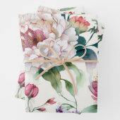 水彩繊細エレガントなアジアの花柄 ラッピングペーパーシート (インサイチュ)