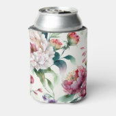 水彩繊細エレガントなアジアの花柄 缶クーラー (缶裏面)