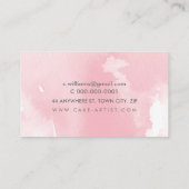 水彩繊細モダンなかわいらし赤面ピンク色 名刺 (裏面)