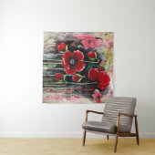 水彩織りの赤い花 タペストリー (インサイチュ(横))