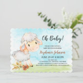 水彩羊の赤ちゃんシャワーファーム招待状 招待状 (スタンド正面)