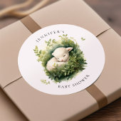 水彩羊の赤ちゃんシャワー ラウンドシール