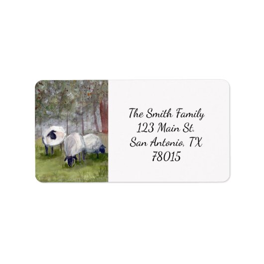 水彩羊差出人住所 ラベル (正面)