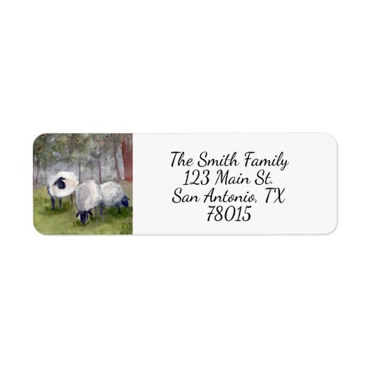 水彩羊差出人住所 ラベル (正面)