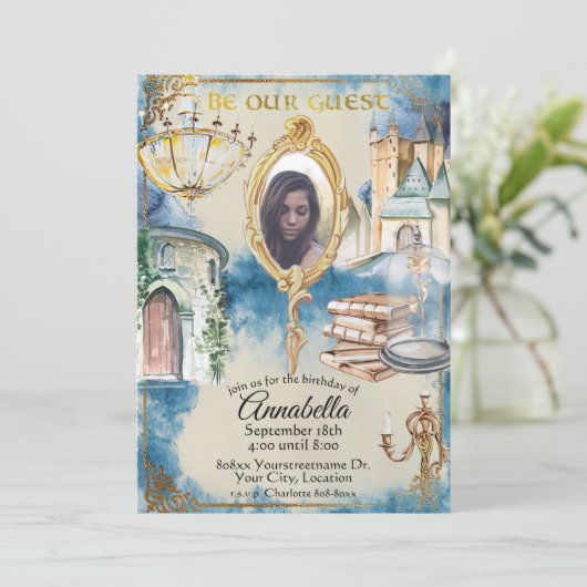 水彩美しいとビーストフォト鏡 招待状 (スタンド正面)