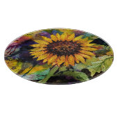 水彩美しいひまわり カッティングボード (角)