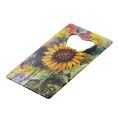 水彩美しいひまわり クレジットカード栓抜き (正面アングル)