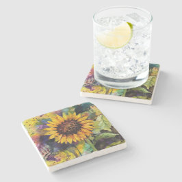 水彩美しいひまわり ストーンコースター