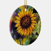 水彩美しいひまわり セラミックオーナメント (右)