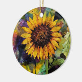 水彩美しいひまわり セラミックオーナメント (左)