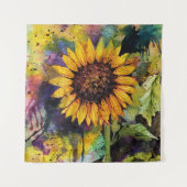 水彩美しいひまわり タペストリー (正面)