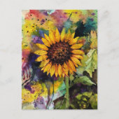 水彩美しいひまわり ポストカード (正面)
