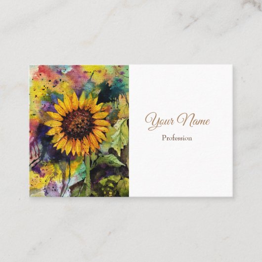 水彩美しいひまわり 名刺 (正面)