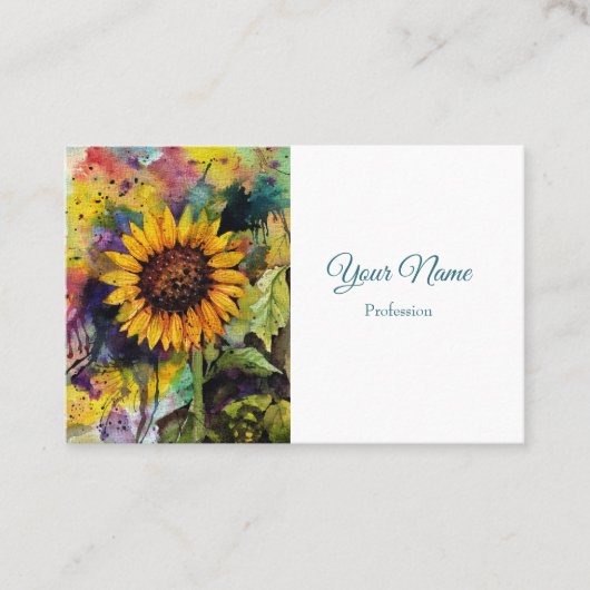 水彩美しいひまわり 名刺 (正面)