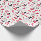 水彩美しいアイテム口紅クリスマス花模様 ラッピングペーパー (角)