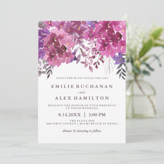 水彩美しいアジサイと植物学 招待状 (スタンド正面)