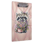 水彩美しいアライグマのカップルと花 クリップボード (右)