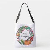 水彩美しいカボチャリース葉 クロスボディバッグ (裏面)