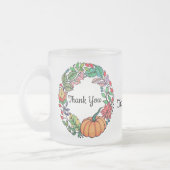 水彩美しいカボチャリース葉 フロストグラスマグカップ (左)