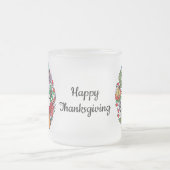 水彩美しいカボチャリース葉 フロストグラスマグカップ (中央)