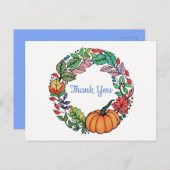 水彩美しいカボチャリース葉 ポストカード (正面/裏面)