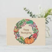 水彩美しいカボチャリース葉 招待状 (スタンド正面)