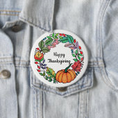 水彩美しいカボチャリース葉 缶バッジ (インサイチュ)