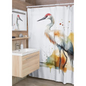水彩美しいクレーン、カスタマイズ可能 シャワーカーテン