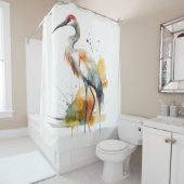 水彩美しいクレーン、カスタマイズ可能 シャワーカーテン (インサイチュ)