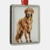 水彩美しいゴールデンレトリバードッグ メタルオーナメント (右)
