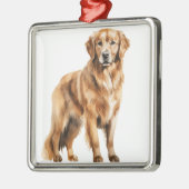 水彩美しいゴールデンレトリバードッグ メタルオーナメント (左)