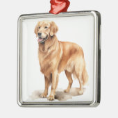 水彩美しいゴールデンレトリバードッグ メタルオーナメント (左)