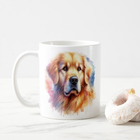 水彩美しいゴールデンレトリバー コーヒーマグカップ (ドーナツ)