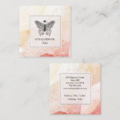 水彩美しいサロンメイクアップヘアバタフライ スクエア名刺 (正面/裏面)