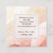 水彩美しいサロンメイクアップヘアバタフライ スクエア名刺 (裏面)