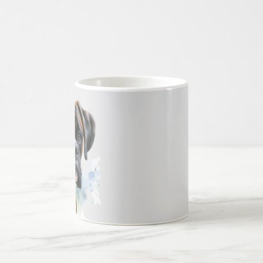 水彩美しいボクサー犬 コーヒーマグカップ (中央)