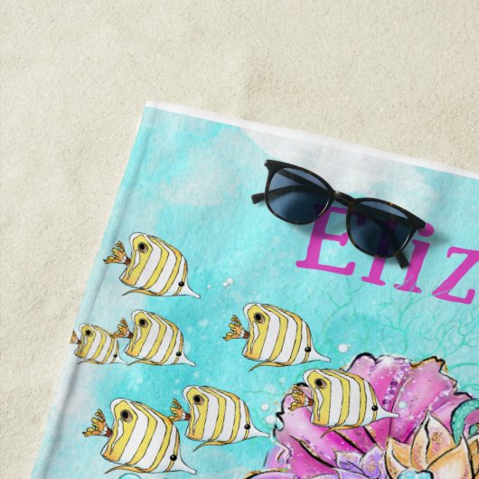 水彩美しいリトルマーメイドビーチタオル ビーチタオル (インサイチュ)