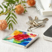 水彩美しい抽象芸術バラアート キーホルダー (側面)